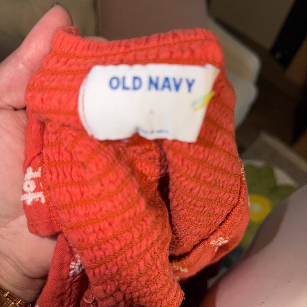 Old Navy Coral Ribbed Knit Top with Stitch Detail